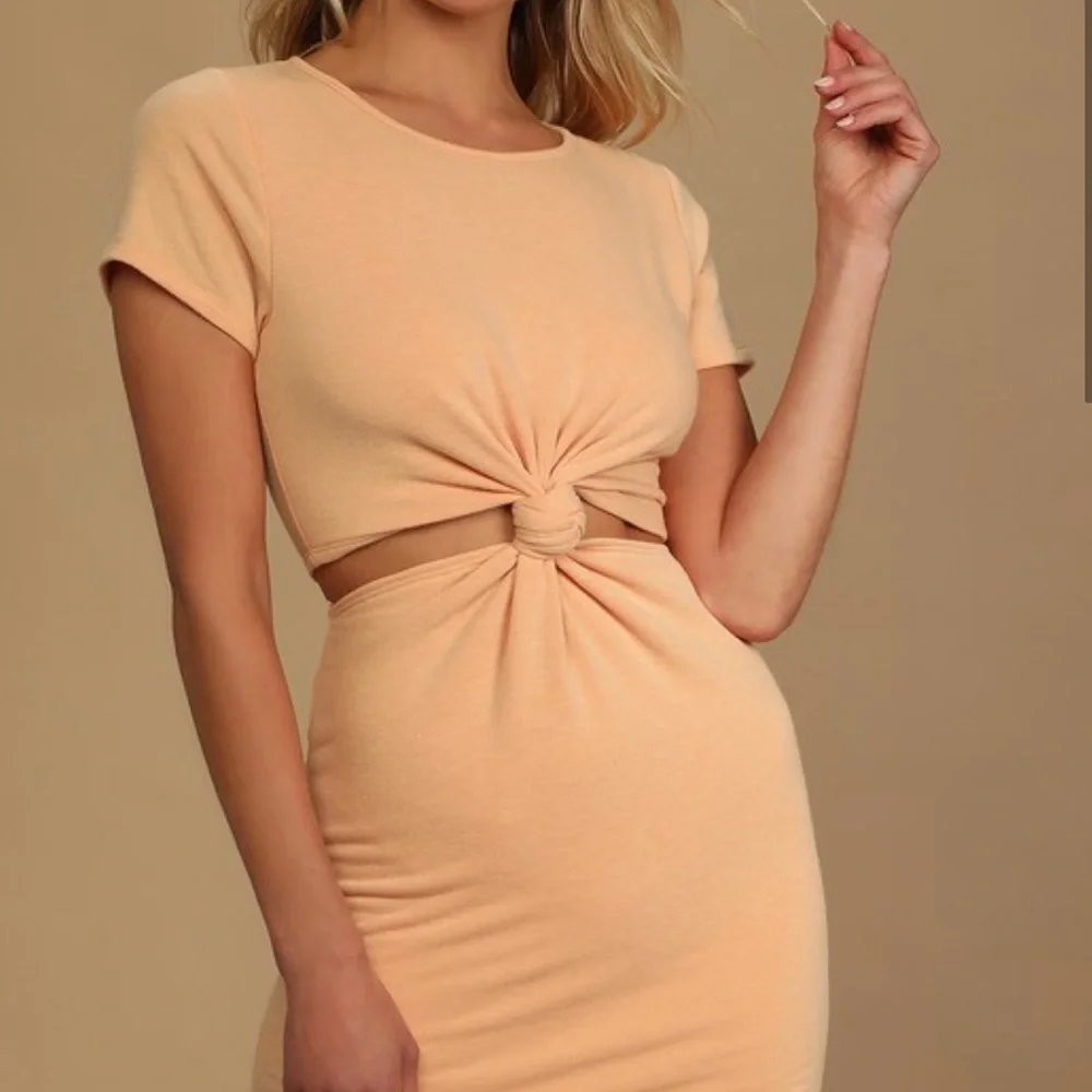 Lulus Orange Knotted Mini T-Shirt Cut Out Dress